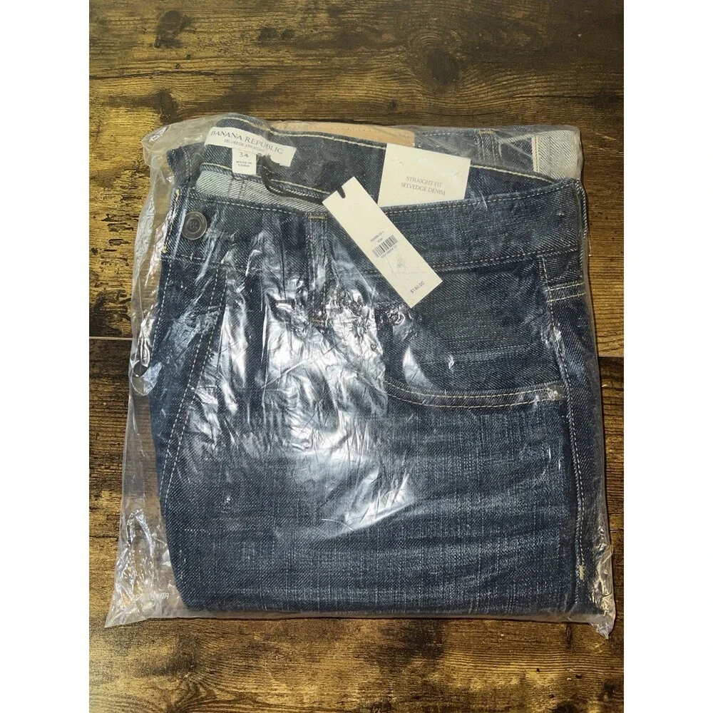 NWT! Banana Republic Straight Selvedge Jeans - Size 34 Dark Wash $180 - Picture 8 of 10